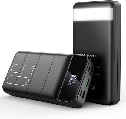 Power Bank Fast Charging 50000mAh - 22.5W Portable Charger USB C Quick Charge with 4 Outputs & 3 Inputs LED Display Huge Capacity External Battery Pack for iPhone, Samsung, iPad etc Black( Not in original packaging. Item got some scratches.)