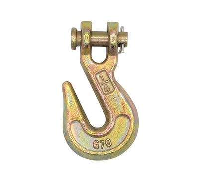 Mytee Products 4 Pack 1/4" Grade 70 Clevis Grab Hooks - 11660 lbs Breaking Strength Forged Steel - Chain Grab Hook for Truck Tractor Flatbed - Heavy Duty Grab Hooks for Lifting, Rigging, Forklift