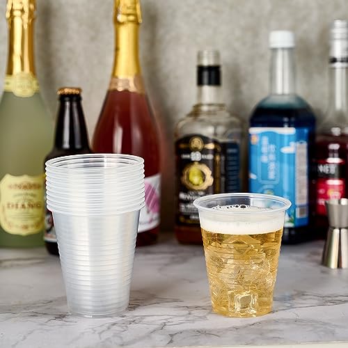 Turbo Bee 1000 Pack 12oz Plastic Cups,Disposable Clear Drinking Cups,Hot and Cold Drink Container for Water, Juice, Soda,Coffee
