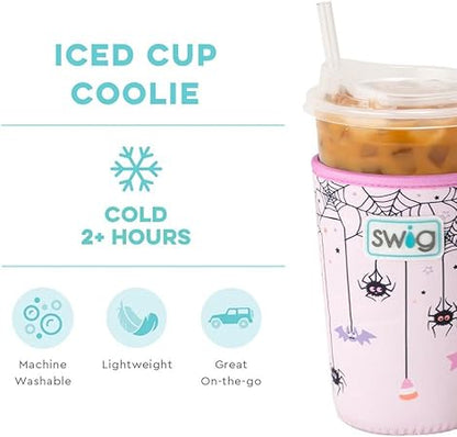 Swig Life Iced Cup Coolie, Standard 22oz Iced Coffee Cup Insulator Sleeve with Handle, Neoprene Insulated Coolie Keeps Drinks Cold (Sweet And Spooky)