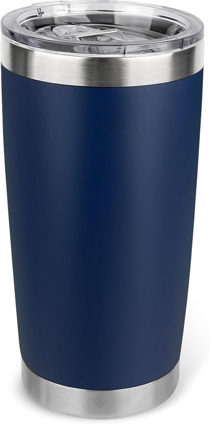20oz Stainless Steel Tumbler with Lid, Travel Mug - Double Wall Vacuum Powder Coated Cup - Navy Blue, 1 Pack