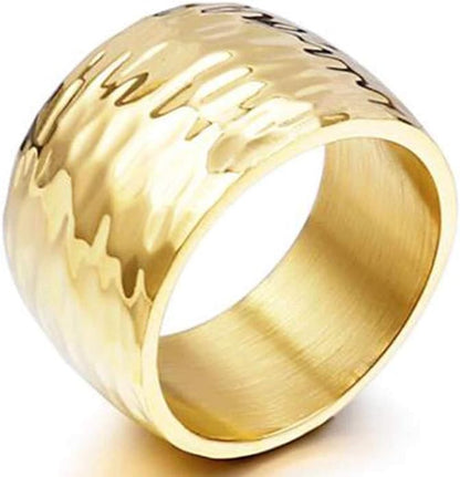 Jude Jewelers 15MM Stainless Steel Classical Simple Plain Hammered Surface Wedding Band Ring