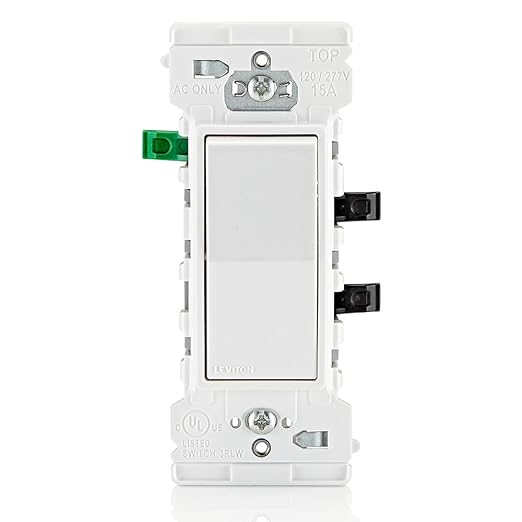 Leviton E5601-MW Decora Edge 15 Amp Single Pole Rocker Switch, 10-Pack, White