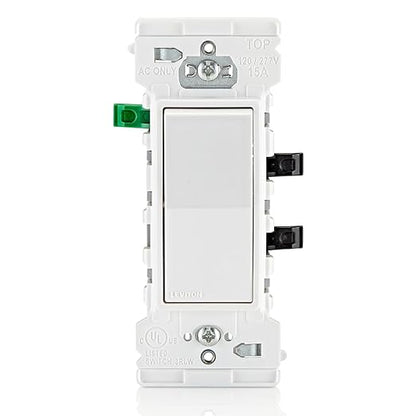 Leviton E5601-MW Decora Edge 15 Amp Single Pole Rocker Switch, 10-Pack, White