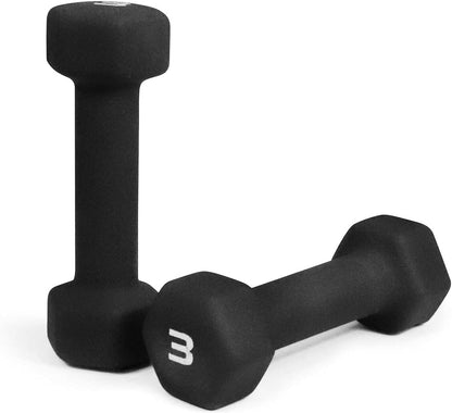 CAPHAUS Black Neoprene Coated Hex Dumbbells, Set of 2 for Home Gym Equipment, Hand Weights Set for Exercise, Workout, Body Building, Weight lost & Strength Training, Size Options Available