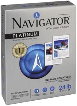 Navigator Platnium Office Multipurpose Paper - For Inkjet Print - Letter - 8.50" x 11" - 24 lb - Smooth - 99 Brightness - 2500  Carton - Bright White