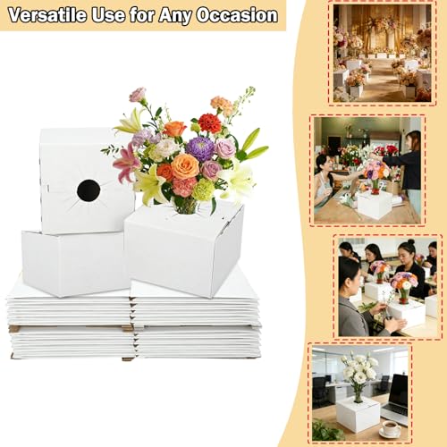 tonchean 100PCS Cardboard Delivery Boxes for Florists, Quick Fold Florist Delivery Box, Flower and Vase Boxes for Secure Floral Arrangements During Transport