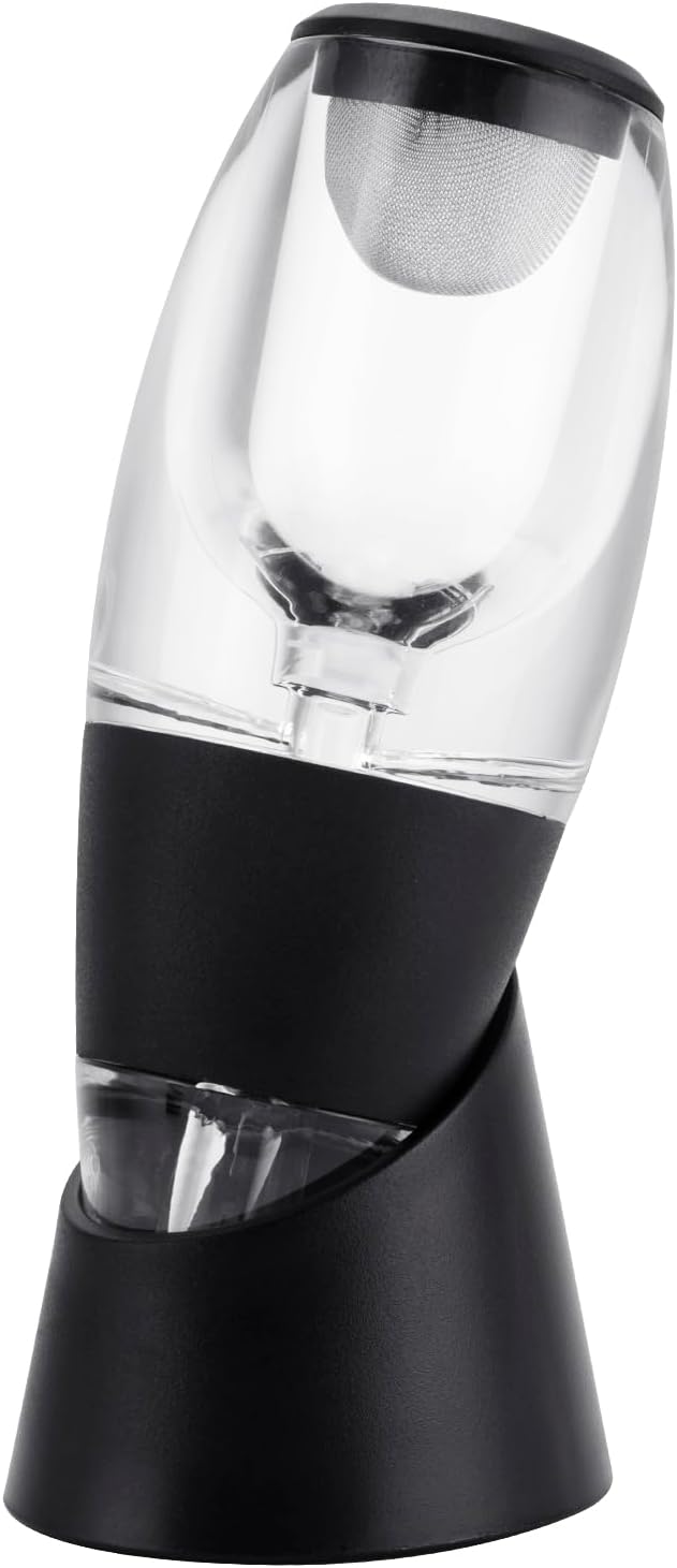 DSlifei Wine Aerator Pourer and Decanter Quickly Oxidize and Soften Wine, Enhances Flavour with Smoother Finish, Best Gift for Wine Lovers and Sommeliers - Black (with LED Light)