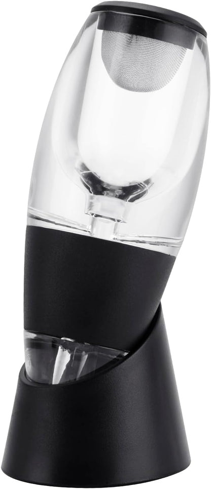 DSlifei Wine Aerator Pourer and Decanter Quickly Oxidize and Soften Wine, Enhances Flavour with Smoother Finish, Best Gift for Wine Lovers and Sommeliers - Black (with LED Light)