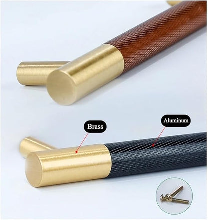 1pc Knurled Textured Brass Auminum Alloy Kitchen Cabinet Knobs Handles Black Drawer Pulls T Bar Handle(Blackpull 128mm)
