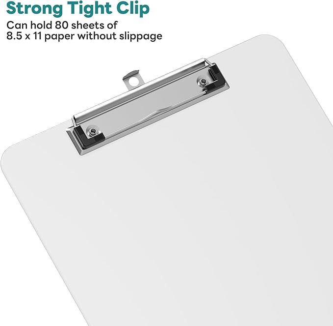 A4 Plastic Clipboard 2 Pack, 8.5 x 11 Clear Colored Clip Boards with Low Profile Clip, Letter Size for Classroom, Teacher, Students, School  Office Supplies