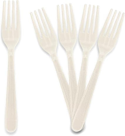 PAMI 1000 Count Heavy Duty Disposable Plastic Forks, Heavy Weight White Silverware for Parties, Weddings, Catering