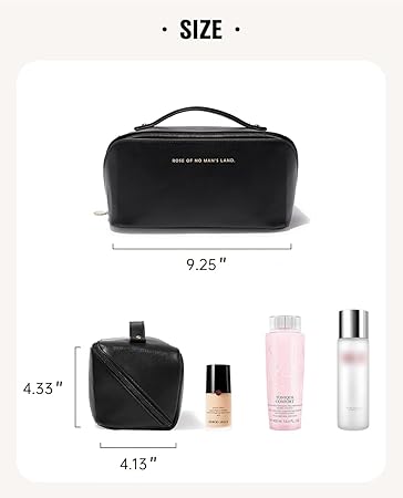 Customized PU Leather Toiletry Bag, Large Capacity, Portable Makeup Organizer (Black)