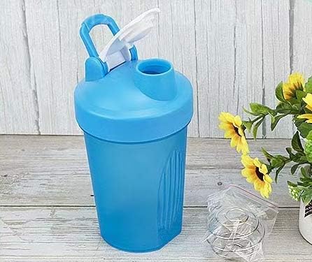 Blender Shaker Bottle w. Classic Loop Top & Stainless Whisk Ball-Perfect for Protein Shakes and Pre Workout (16 Oz-400ML, Blue Top/Blue Cup), Full Color-16 Oz