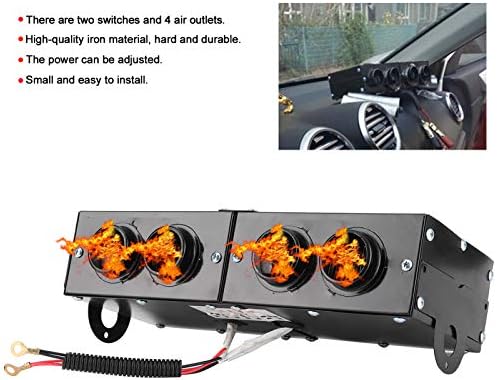 Keenso Car heating fan, car heater, defroster, 4-hole heating fan, 12 V, defroster, 800 W