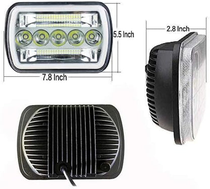Super Bright Pair 7x6 5x7 Headlights 6052 6054 H5054 H6054 HiLow Sealed Beam WhiteAmber Halo Compatible With Ford E250 E350 E450 E150 F550 F600 F650 F700 F750 GMC Savana Chevy Express