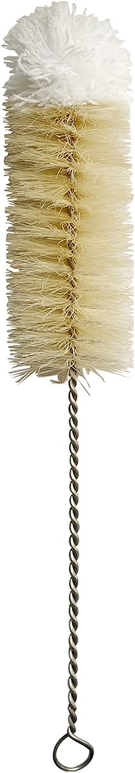 NewFerU Stainless Steel Soda Bottle Cleaning Brush in Natural Boar Bristle Wool Tip Long Handle, Flexible Bendable Thick Wire Cleaner for Narrow Neck Water Baby Bottles Straw Pipe Tube Flask