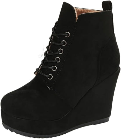 New But Not In Original Box. TVNGDLI Women's Comfortable Ankle Wedge Booties Fashion Lace Up Low Heel Ankle Boots Closed Toe Western Booties for Fall and Winter