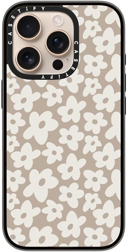 CASETiFY Compact iPhone 16 Pro Case 4 ft. 2X Military Grade Drop ProtectionSlimLightweight - Natural Flower - Clear Black