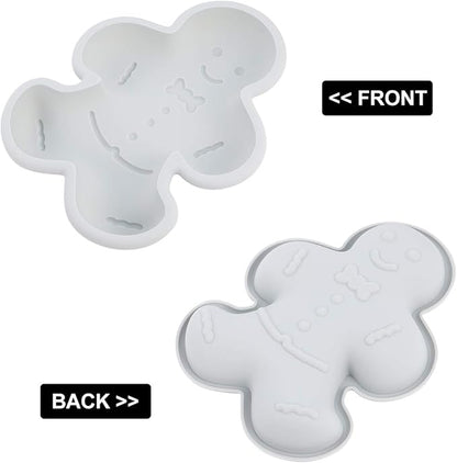 DOITOOL Silicone Cake Molds 2pcs Christmas Gingerbread Man Molds Christmas Silicone Mold Candy Molds Trays for Christmas Baking Gingerbread Cake Muffin Cookie Making Chocolates Silcone Molds