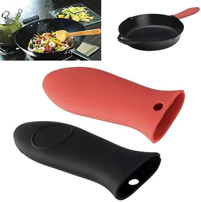 1Pc Heat-Resistant Silicone Hot Handle Holder Pot Sleeve Grip Handle Cover Potholder Sleeve Cookware Handles for Cast Iron, Pans, Metal Frying Pans, Skillets, Griddles Red Clever Design