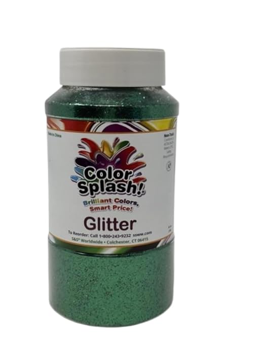SS Worldwide Color Splash! Glitter - Green, Bulk Value Size Container, Brilliant Finish, 1-lb. Jar wShaker Top, For Kids, Adults, Arts  Crafts, School, Holiday, Non-Tarnishing, Non-Toxic, 1-lb Jar
