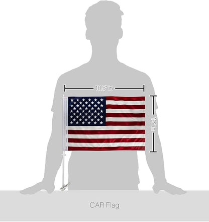 American Flag For Car Window With Clip Pole Mount Truck Rod Auto Accessories Decorations For 4th Of July 911 USA Poster Sign Sports Fans Gift Patriotic Decor