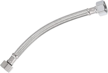 uxcell 8 Inch Long Faucet Supply Line Connector, G38 Female Compression Thread x G12 Female Connector Straight Thread 304 Stainless Steel Water Supply Hose Line