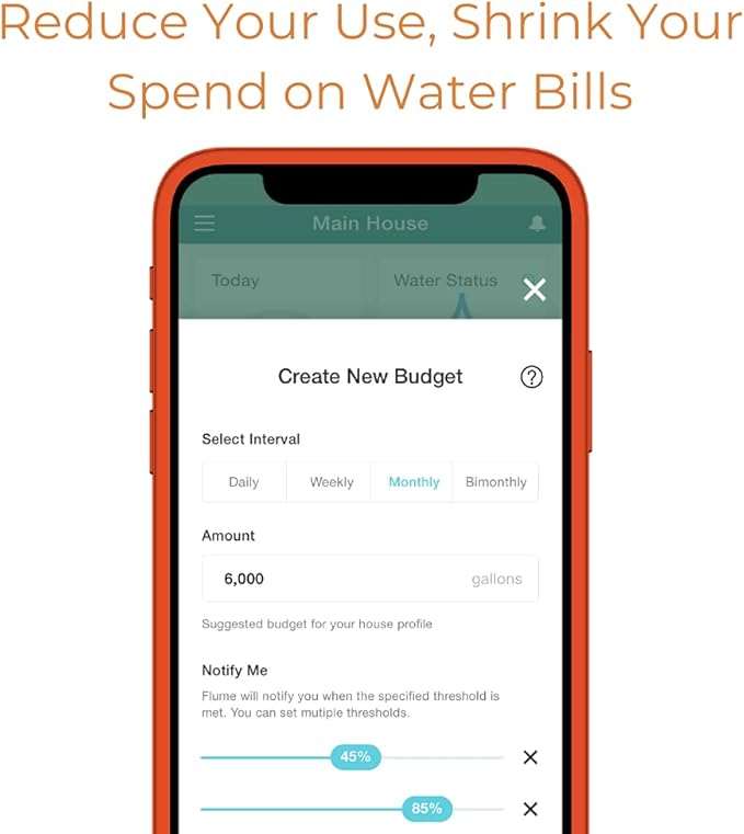 Flume2 Smart Home Water Monitor and Leak Detector  Real-Time Water Usage Tracking, Easy Installation, No Plumbing Required