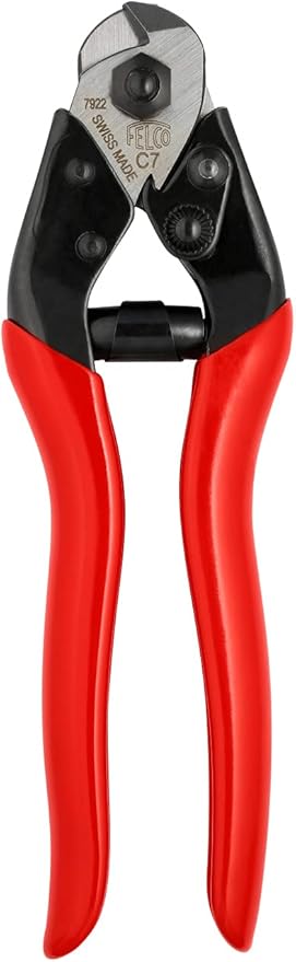Felco Cable Cutter (F C3) - Felco Cable Cutter (F C7) - Heavy Duty Strength Steel Wire One-Hand Cable Cutter with Non-Slip Grip (7mm)