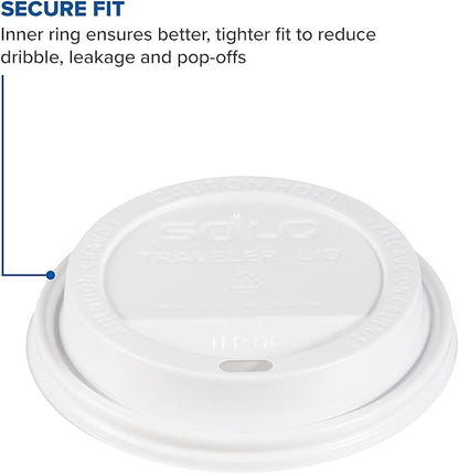 SOLO TLP316-0007 White Traveler Lid for SSP and Bare Paper Hot Cup - 2 Packs of 100 (200 Lids Total)