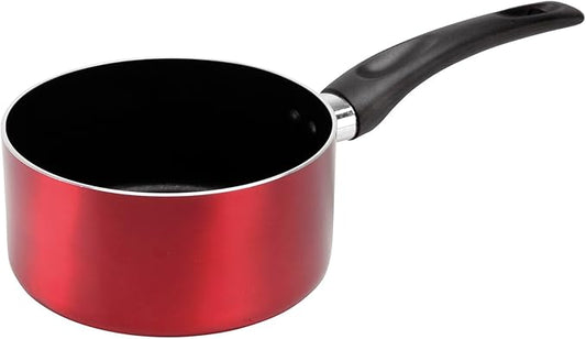 Cherry 712386 Pressed Aluminium Saucepan Diameter 16 cm Non-Stick Coating Metallic Red Suitable for All Heat Sources Including Induction