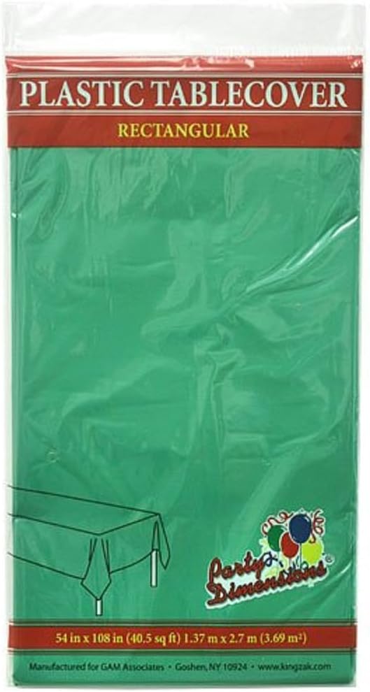 Party Dimensions Plastic Rectangular 54"x108"  Green  1 Pc Table Cover