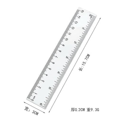 1 Piece 15 cm Reusable Plastic Transparent Ruler Double-Sided Printing inch cm Nice Processing