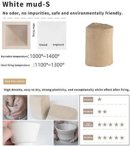 Mid High Fire White Stoneware Clay for Pottery, Cone 5-10, Moist De-Aired Clay for Wheel Throwing, Hand Building, Sculpting  Great for All Skill Levels, 5 lbs