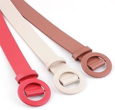 Familyhouse Women's Non-porous PU Leather Belt Waist Belts with Round Buckle Waistband for Dresses Jeans