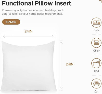 Acanva Decorative Square Throw Pillow Inserts Hypoallergenic Form Stuffer Cushion Sham Filler, 1 Count (Pack of 1), White