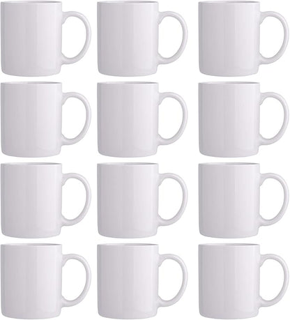 12 OZ Off White Coffee Mugs, Ceramic Coffee Mugs with Large Handle for Man, Woman, Light Weight Coffee Mugs Set of 12 for LatteCappuccinoCocoaMilk, Dishwasher  Microwave Safe