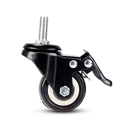 Pack of 4 Swivel Casters for Furniture,with Threaded Pin M8x1531x0.59 inches,Double Bearing,Brake,Black,Heavy Metals,Polyurethane,1.5 inches2 inches(2 Brake  2 no brake1.5in)