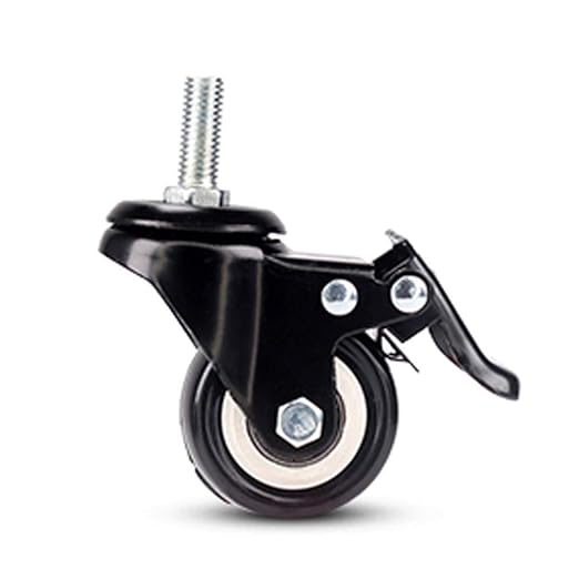 Pack of 4 Swivel Casters for Furniture,with Threaded Pin M8x1531x0.59 inches,Double Bearing,Brake,Black,Heavy Metals,Polyurethane,1.5 inches2 inches(2 Brake  2 no brake1.5in)