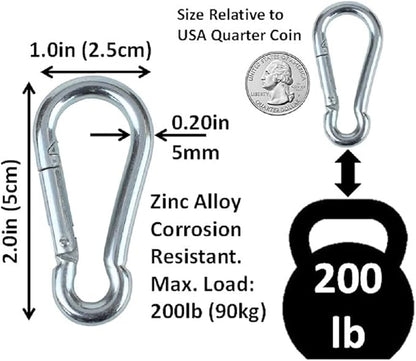50 Pack and 100 Pack  Bulk Heavy Duty Carabiner Snap Clip Hooks Black, Zinc and Stainless  Contractors, Gyms, Fitness Centers, Business, Industrial
