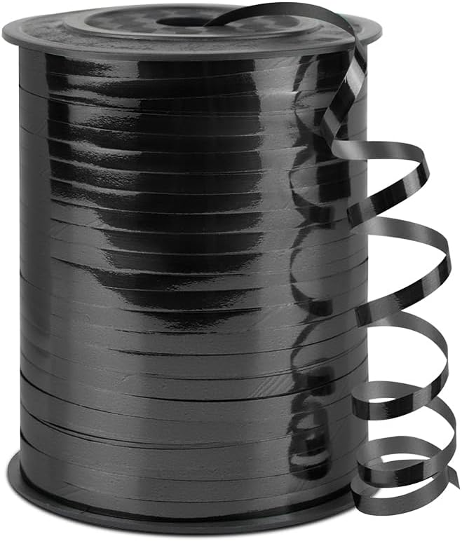 Black Curling Ribbon, 15 Inches Wide x 500 Yards for Gift Wrapping, Party Decor, Balloon String, Hair, Flower Ribbons (1 Roll)