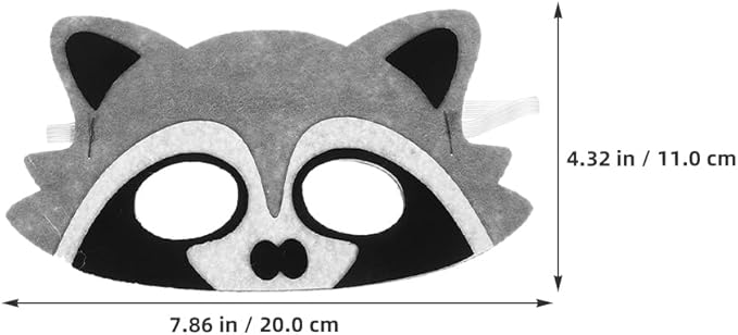 8 pcs Felt Animal Masks: Cartoon Raccoon Half Face Masks Halloween Cosplay Eye Covers for Jungle Themed Birthday Party Decoration Supplies