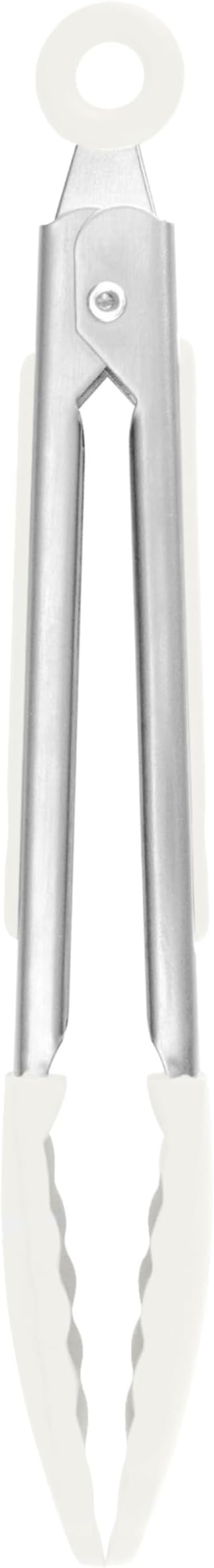 Tovolo Stainless Steel Turner Wide Tips Grips on Handles Non-Stick  Heat-Resistant Silicone, BPA-Free  Dishwasher-Safe, Mini Tongs, White