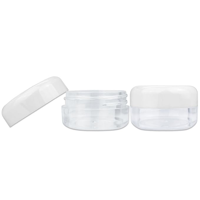 Beauticom 15 gram15ml Empty Clear Small Round Travel Container Jars with Lids for Make Up Powders, Eyeshadow Pigments, Lotions, Creams, Lip Balm, Lip Gloss, Samples (12 Pieces, White Lid)