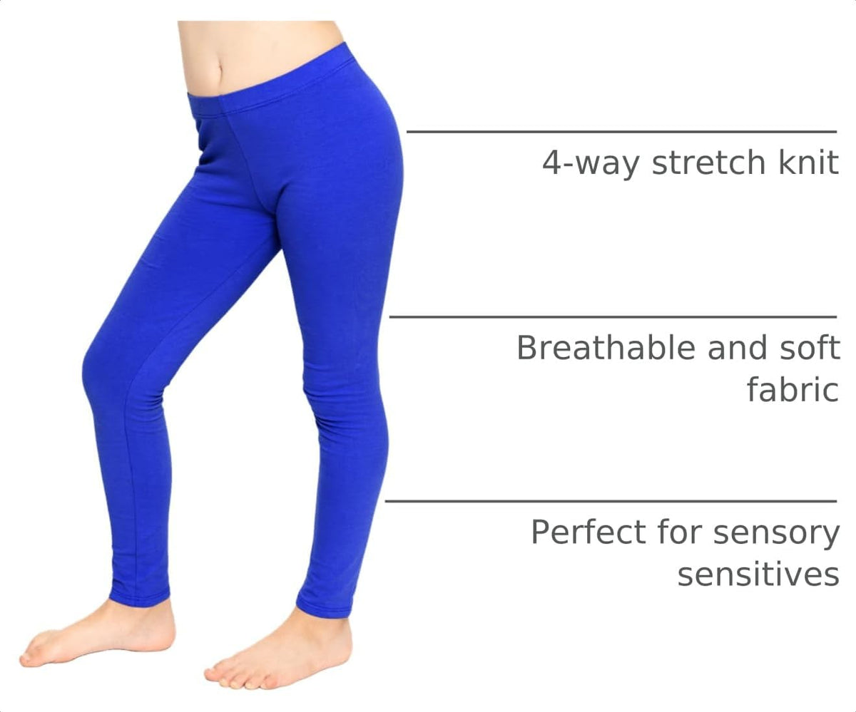 STRETCH IS COMFORT Girls Cotton Leggings, Kids Toddler Footless Pants, 2-16 | Soft durable pull-on fit, elastic waistband, school play, active days, under dresses, easy care, washable everyday layering