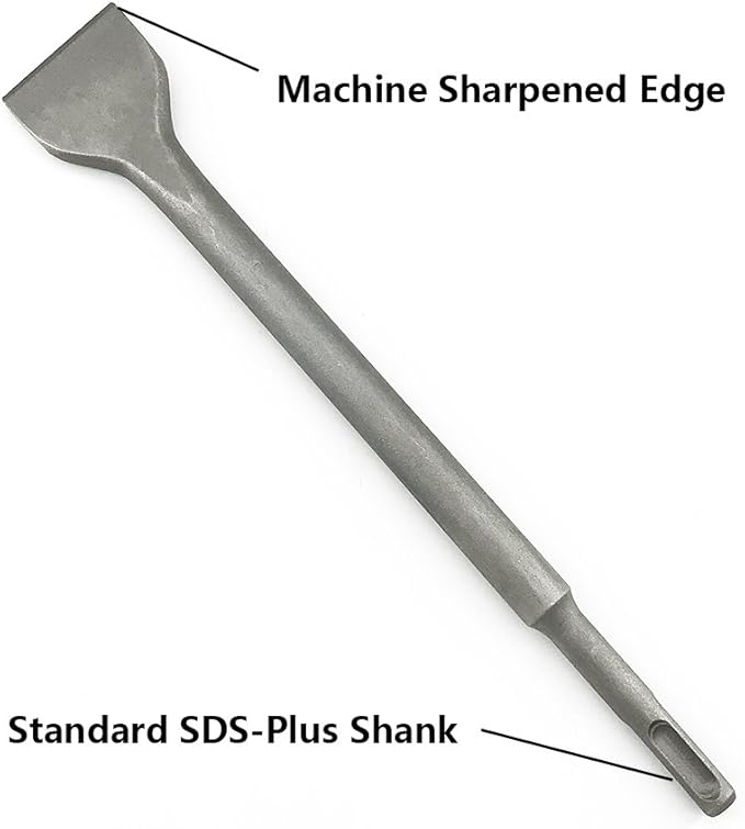1-12 Inch SDS-Plus Tile  Concrete Thinset Scaling Chisel Bit for Floor and Wall Tile Concrete Mortar Thinset Brick 10 Inch Long Flat Chisel Bit 40 x 250mm (1.5" x 10") Chipping Bit