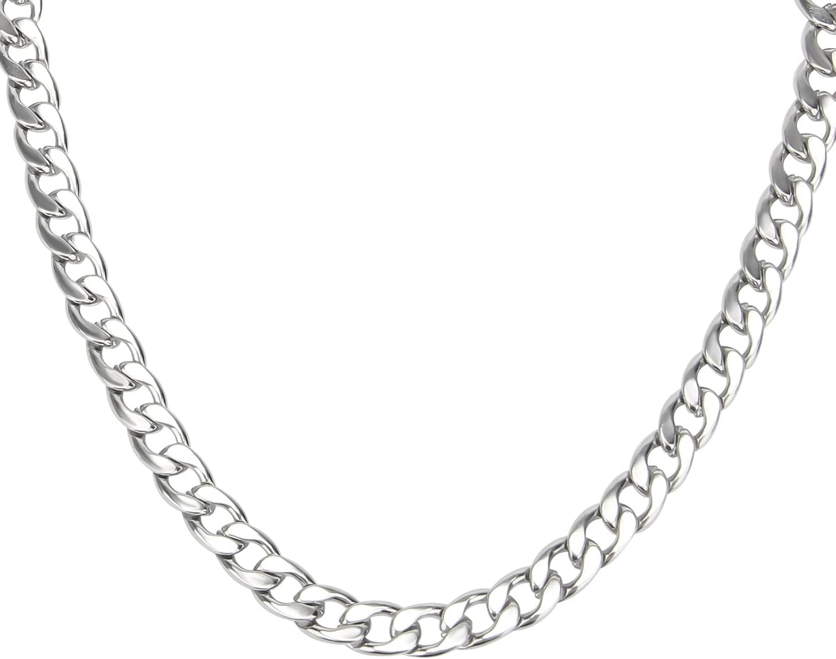 Adecco LLC AHIER silver Chain, Necklace for Men, 20 inch Gold Necklace Ultra Luxury Look & Feel Real Solid 14k Gold plated Curb Fake Chain Necklace 10mm