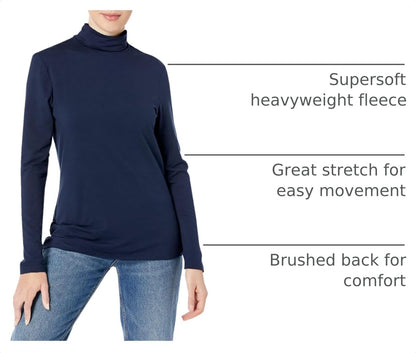 Essentials Women's Long-Sleeve Turtleneck Stretch Fleece (Available in Plus Size)