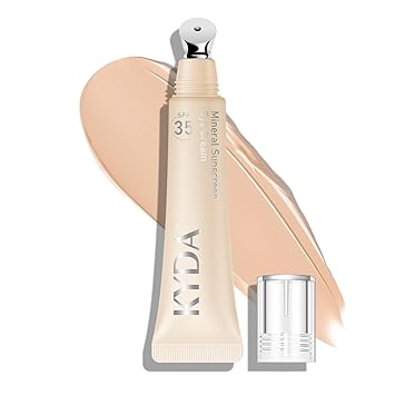 KYDA Mineral Sunscreen Eye Cream, 3-in-1 Anti-Aging Eye Cream, SPF 35, for Dark Circle and Fine Lines, Medium